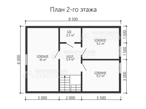 Проект дома из бруса 8.5x8 «Атлант»