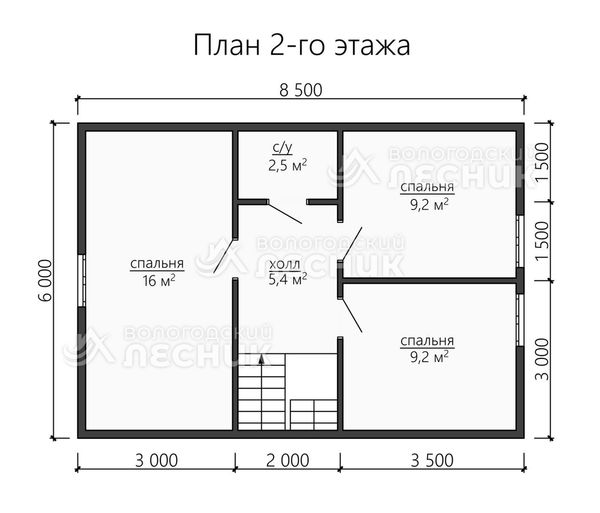 Проект дома из бруса 8.5x8 «Атлант»