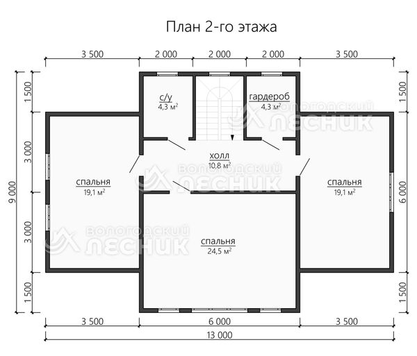 Проект дома из бруса 15.5x9 «Аврора»