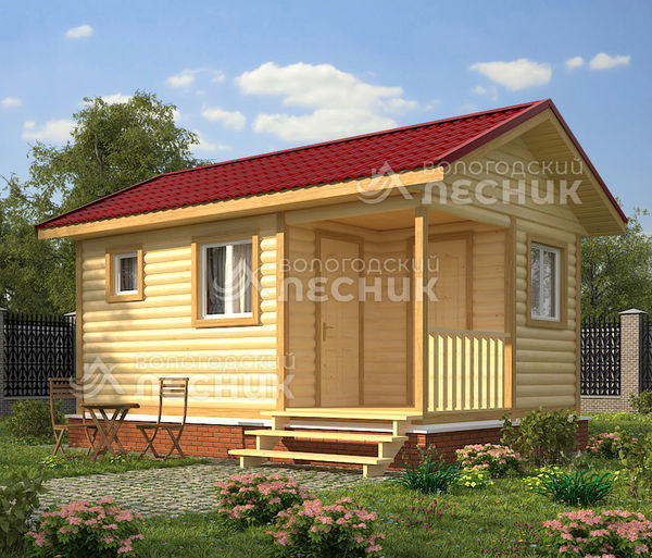 Проект бани из бруса 6х4 «Снежная королева»