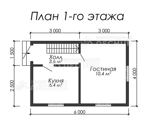 Проект каркасного дома 6х4 «Фортовый»