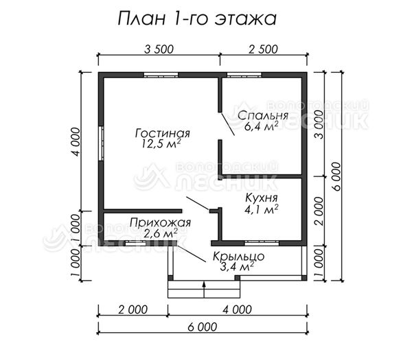 Проект каркасного дома 6х6 «Богатырь»