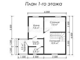 Проект дома из бруса 6х6 «Каприз»