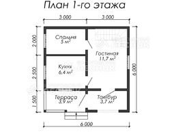 Проект дома из бруса 6х6 «Вологодский Лесник»