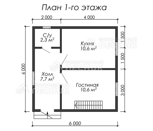 Проект дома из бруса 6х6 «Вилла»