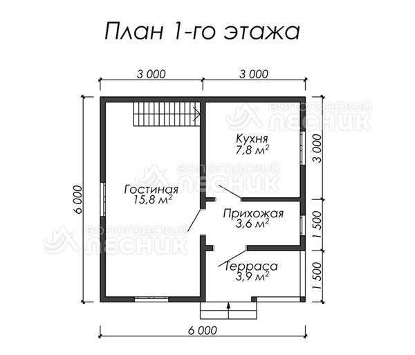Проект каркасного дома 6х6 «Удачный»
