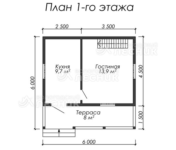 Проект каркасного дома 6х6 «Очаг»