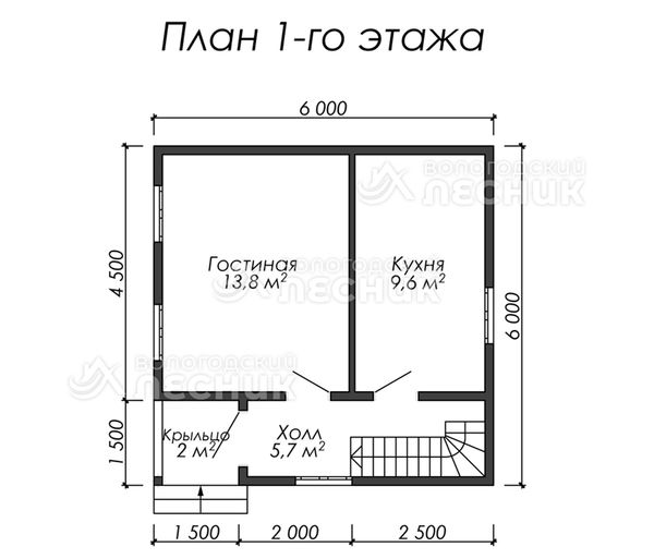 Проект каркасного дома 6х6 «Семейный»