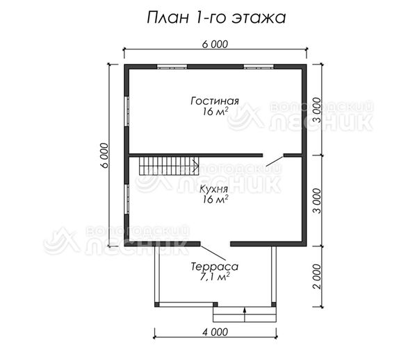 Проект дома из бруса 6х6 «Полянка»