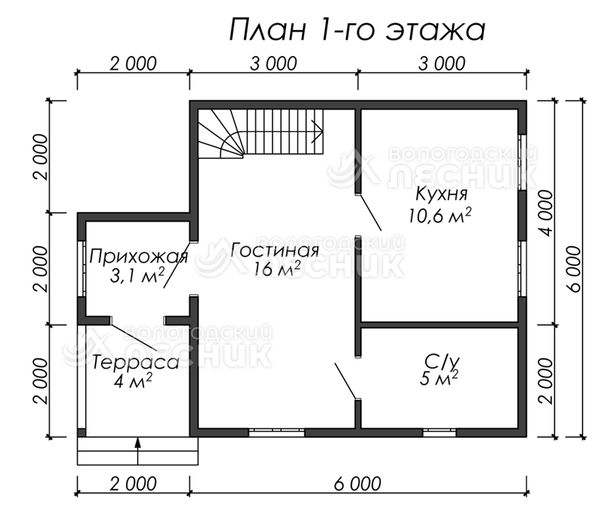 Проект каркасного дома 6х6 «Терем»