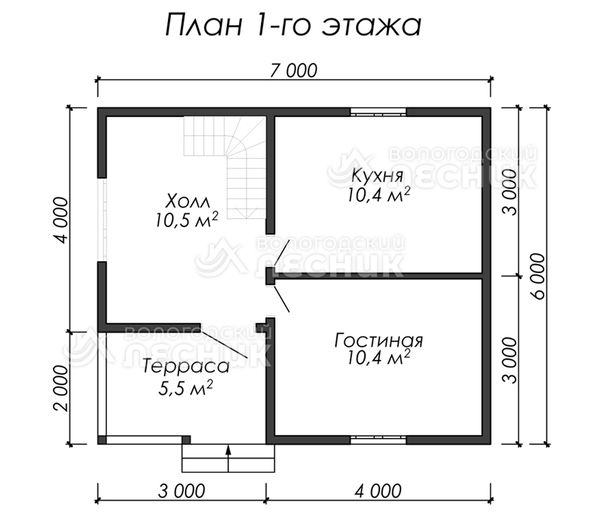 Проект каркасного дома 7х6 «Изба»