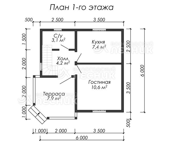 Проект дома из бруса 7х7 «Жизнь»