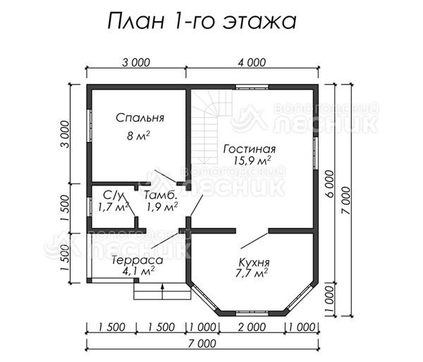 Проект каркасного дома 7х7 «Здоровье»