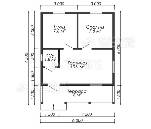 Проект каркасного дома 7.5х6 «Герой»