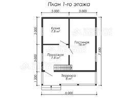 Проект дома из бруса 7.5х6 «Князь»