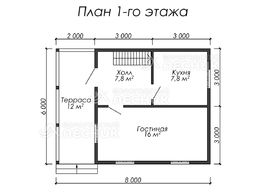 Проект дома из бруса 8х6 «Бастион»