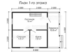Проект дома из бруса 8х6 «Крепкий орешек»