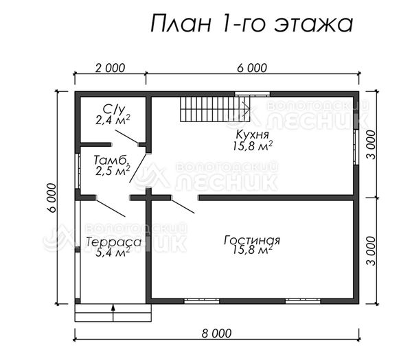 Проект каркасного дома 8х6 «Гарант»