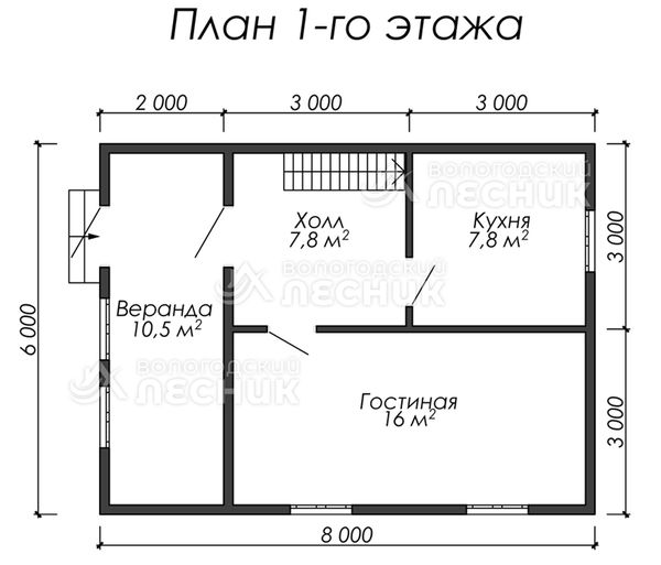 Проект каркасного дома 8х6 «Селигер»