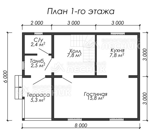 Проект каркасного дома 8х6 «Карпаты»