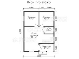 Проект дома из бруса 8х6 «Традиция»