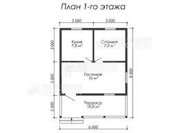 Проект дома из бруса 8х6 «Звезда»