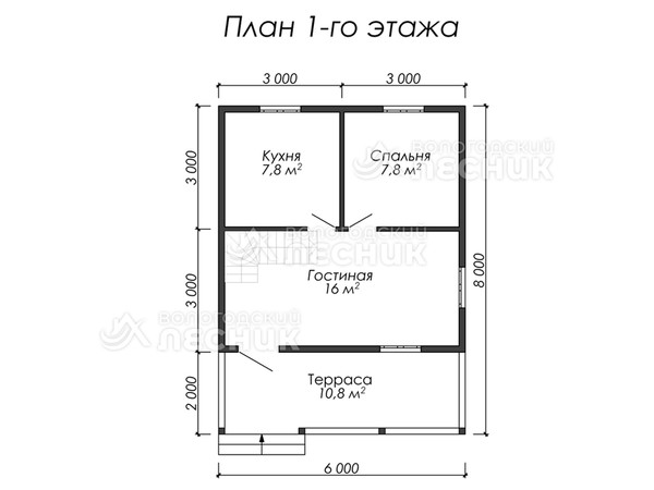 Проект дома из бруса 8х6 «Звезда»