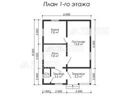 Проект дома из бруса 8х6 «Ясное небо»