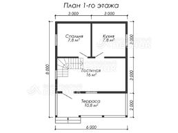 Проект дома из бруса 8х6 «Тайга»