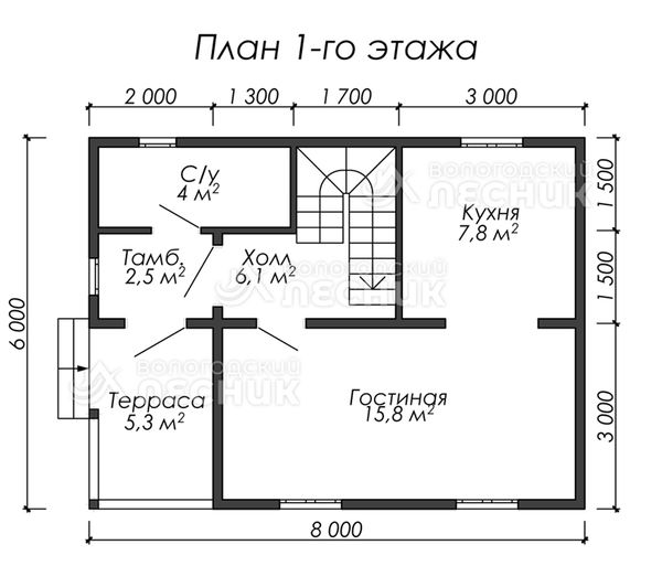 Проект каркасного дома 8х6 «Березовая роща»