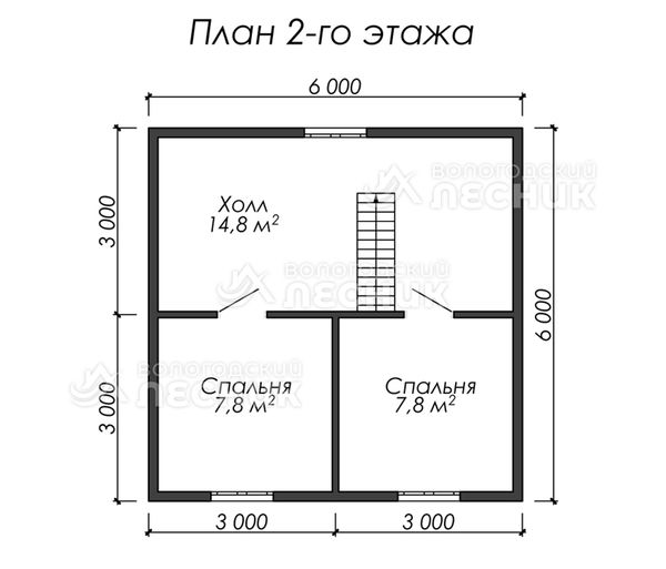 Проект дома из бруса 8х6 «Солнечный день»