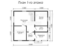 Проект дома из бруса 8х7 «Серебряный дождь»