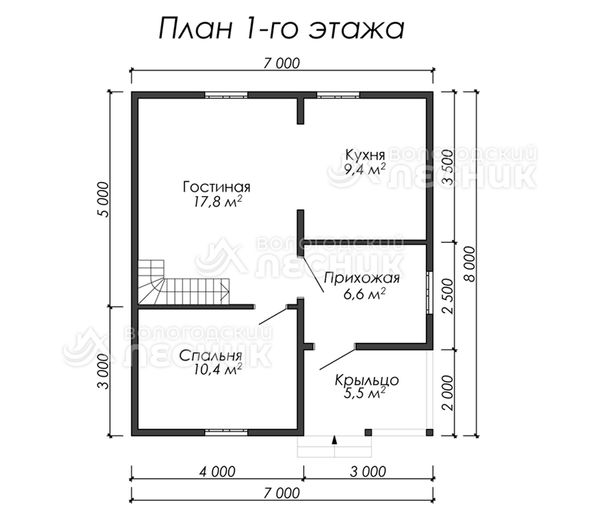 Проект каркасного дома 8х7 «Маяк»