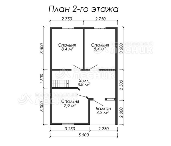 Проект каркасного дома 8х7 «Маяк»
