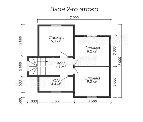 Проект дома из бруса 8х7.7 «Летний полдень»