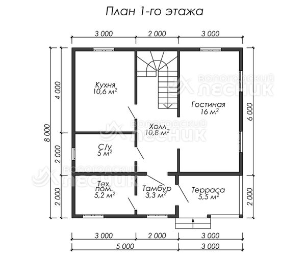 Проект каркасного дома 8х8 «Добротный»