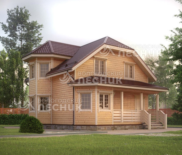 Проект дома из бруса 7.5х7.5 «Байкал»