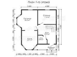 Проект дома из бруса 7.5х7.5 «Байкал»
