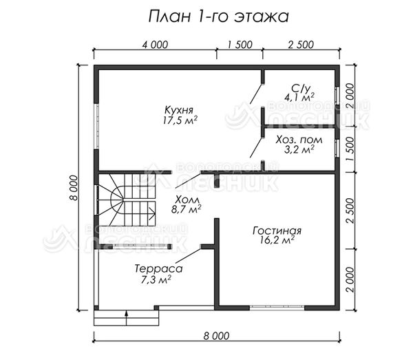 Проект каркасного дома 8х8 «Рождество»