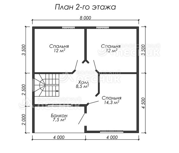 Проект каркасного дома 8х8 «Рождество»