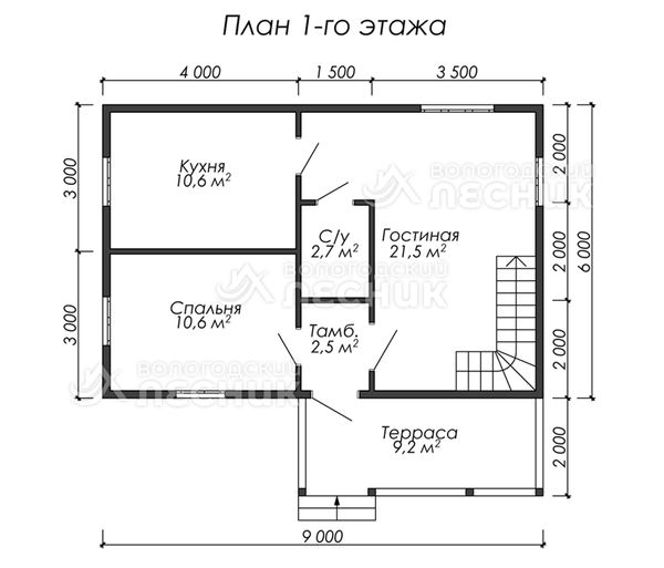 Проект каркасного дома 9х6 «Крылатые качели»
