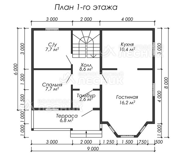 Проект каркасного дома 9х7 «Эверест»