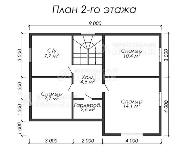 Проект дома из бруса 9х7 «Лесная тропинка»