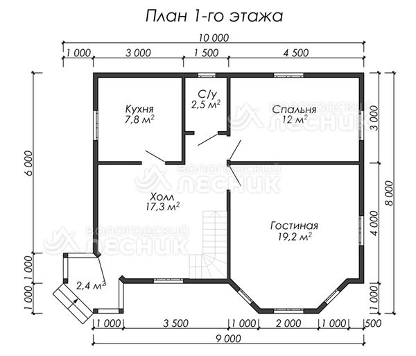 Проект каркасного дома 9х7 «Радуга»