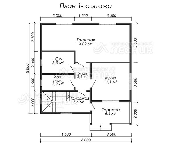 Проект каркасного дома 9х8 «Большая медведица»