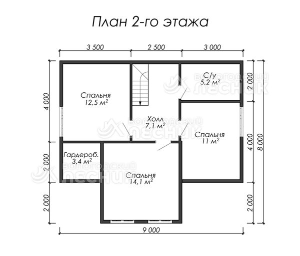 Проект дома из бруса 9х8 «Орион»