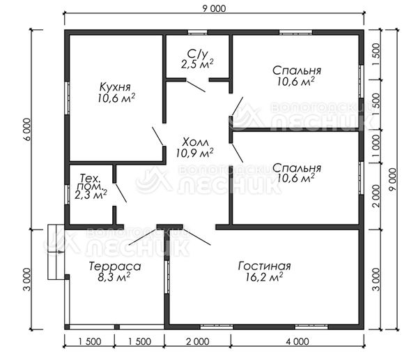 Проект каркасного дома 9х9 «Буран»