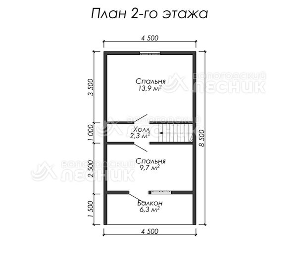 Проект дома из бруса 9х8.5 «Дед  Лесовик»