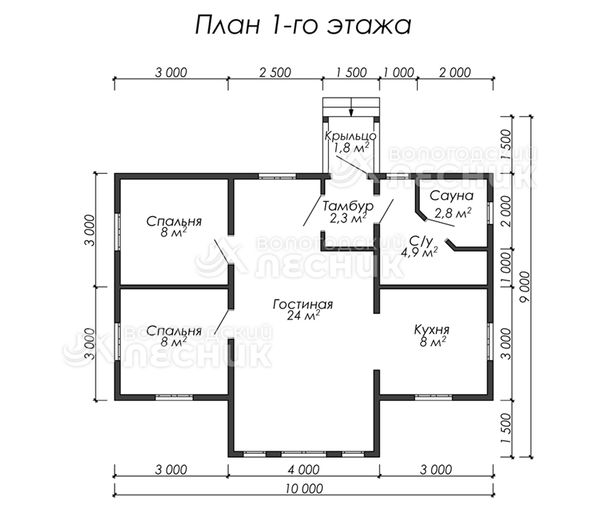 Проект дома из бруса 10х6 «Лесные угодья»