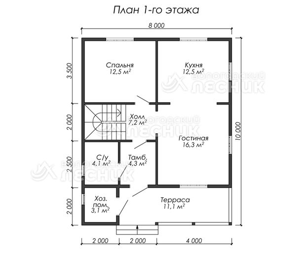 Проект дома из бруса 10х8 «Рассвет»